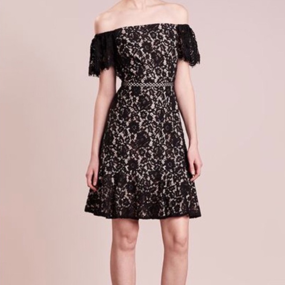 J CREW Off the Shoulder Black Lace Dress Size 2 - Picture 2 of 16